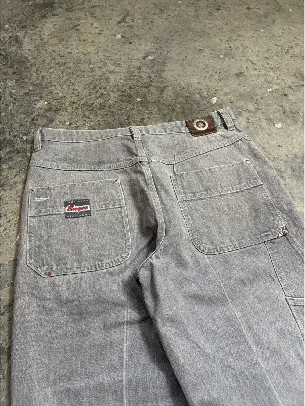 Vintage ENYCE Gray Carpenter Jeans Size 36 Baggy Hip Hop Y2K 90s Faded Distress